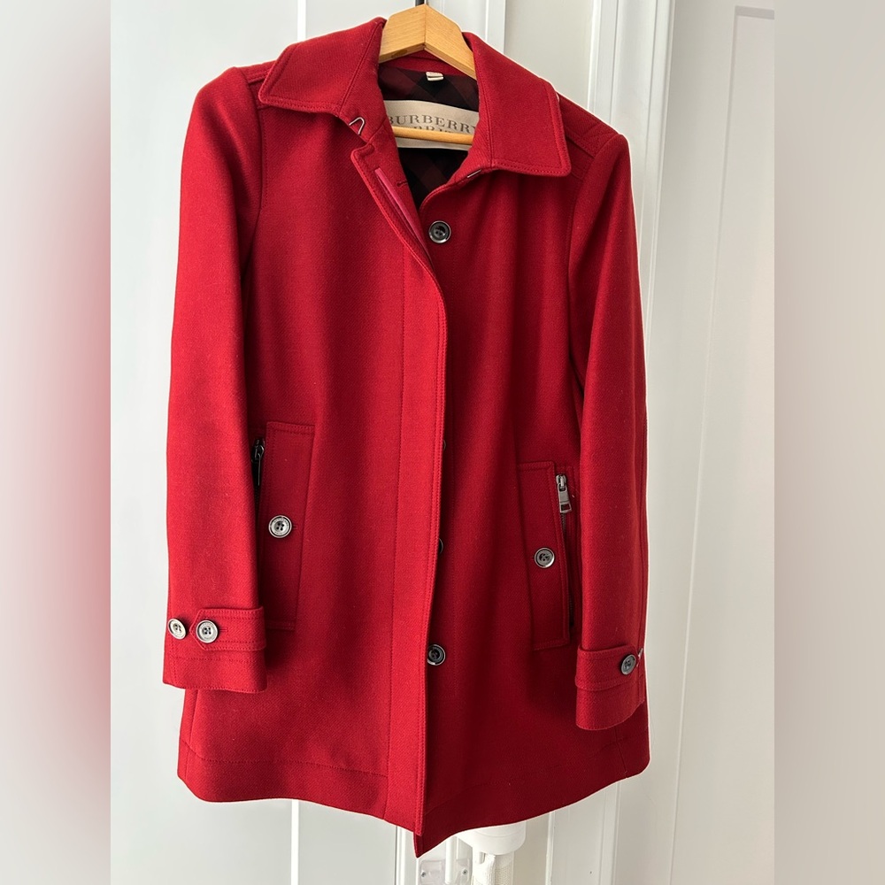 Women’s Burberry red wool coat